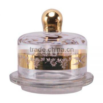 Butter dish with gold Flower decoration