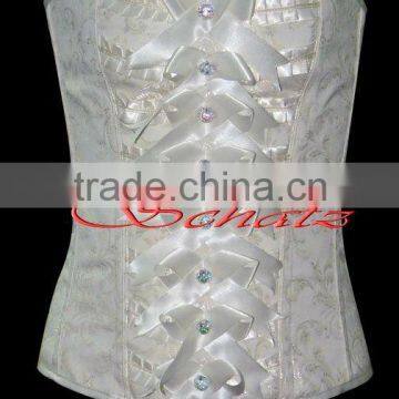 Ribbons Off White Bridal Tight Lacing Corset