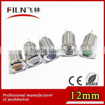 Hot Sales 12mm dia metal red led indictor light with high brightness and long life