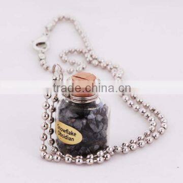 2015 New Fashion Design Wholesale Black Stone Perfume Bottle Necklace
