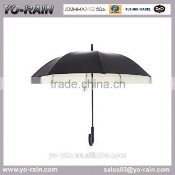 YR1675 stick/straight umbrella from rain with black coated fabric umbrella in crook handle