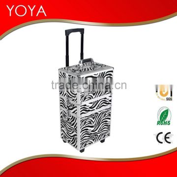 Aluminum 3 in 1 Hairdressing Makeup Vanity Case Beauty Cosmetics Box Trolley