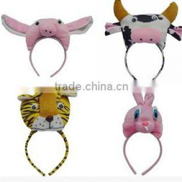 cute kids headwear with animal toys/custom plush headwear
