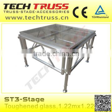 ST302-Stage Adjustable Toughened Glass Top Aluminum Stage Platform For Outdoor concert