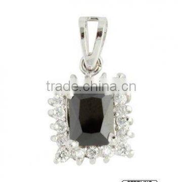 Rectangular shaped Black Onyx Pendant in Sterling Silver