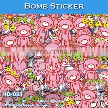 HD-033 CARLIKE Air Free Fashionable Car Wrapping Snoopy Printing Bomb Sticker Film