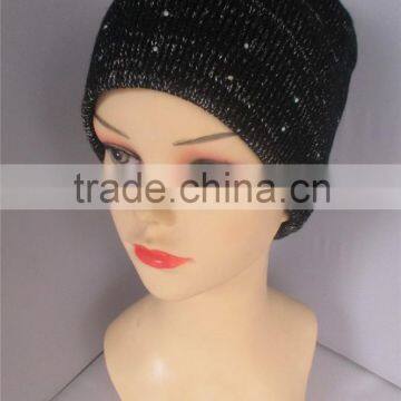 Claasic Design Crystal Decoration Soft Acrylic Custom Design Beanie photo-3