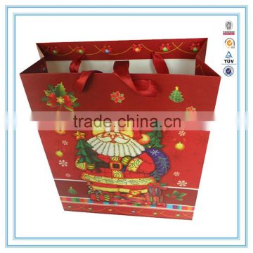 China alibaba supplier custom red popular Christmas paper bag screen printing