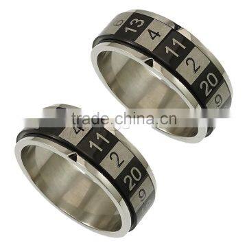 Number pattern Two tone Stainless Steel Finger Ring