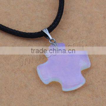 Sea Opal Necklace, with Waxed Linen Cord & Brass, zinc alloy lobster clas
