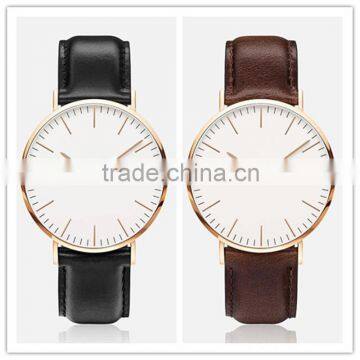Customized Your Logo Men Women Real Leather Nylon Whatchband Luxury Rose Gold Clock