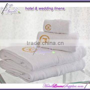 combed cotton white Hilton hotel towels, Hilton face towels, hand towels, bath towels with embroidered logo