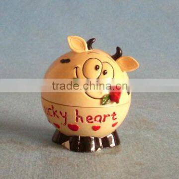 Resin cartoon cow coin box