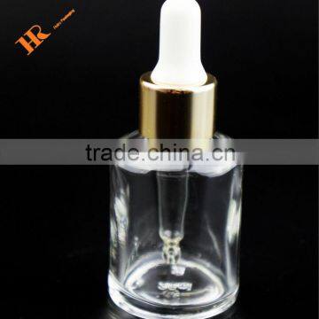 Slanted shoulder transparent essence oil bottle with aluminum pipette dropper
