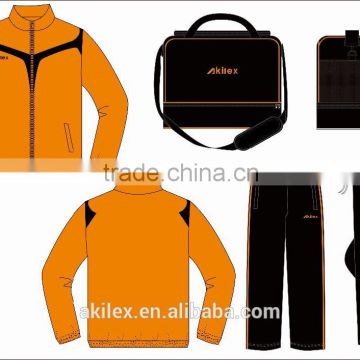 Fleece lined polyester sports jacket and sports pants/tracksuit