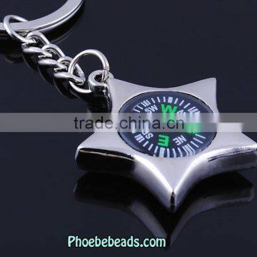 Wholesale High Quality Metal Five-pointed Star Compass Keychain PB-KC039