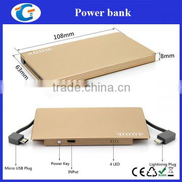 branded mobile power bank with built in micro usb