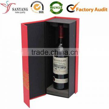 Gold Stamping Single Bottle Wine Box Flip Top Paper Cardboard Wine Box With Magnetic Catch