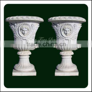 Outdoor Garden White Marble Flower Pot YFZYFP-(63)