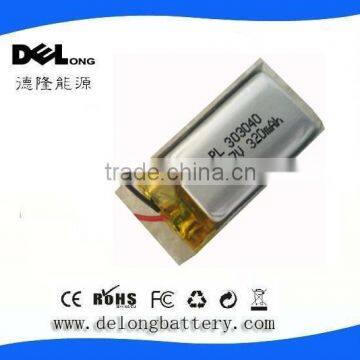 Shenzhen best slim lithium battery 303040 3.7V 320mah Rechargeable Battery