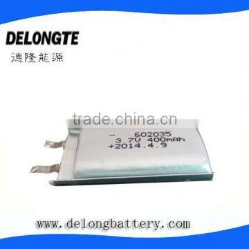 3.7v 602035 400mah rehargeable lipo battery for digital device 400mah lithium battery