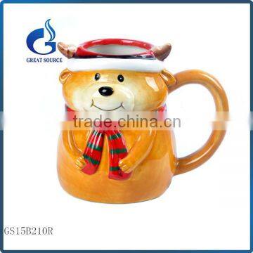 promotional 3D ceramic christmas reindeer mugs decorative for kids