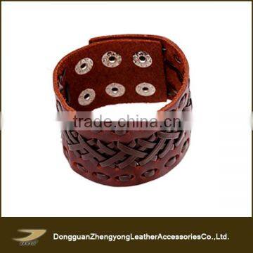 Custom Wholesale High Quality Fashion Mens Red Braided Leather Bracelets