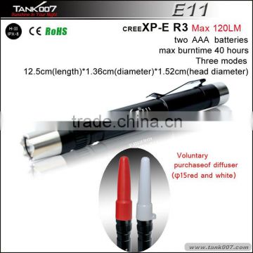 aluminum LED Flashlight Pen shape with clip (TANK007 E11)