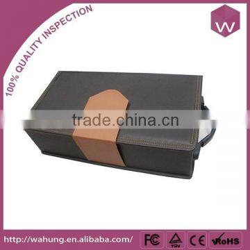 Top Quality Leather Wine Gift Box Custom /Black PU Wine Bottle Box For Sale