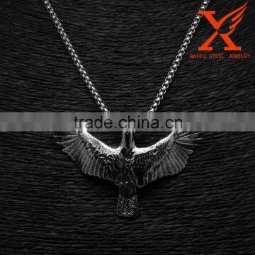 Stainless Steel Silver Black Formidable Eagle Pendant High Quality Jewelry