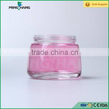 empty round glass honey storage jar food packing jar