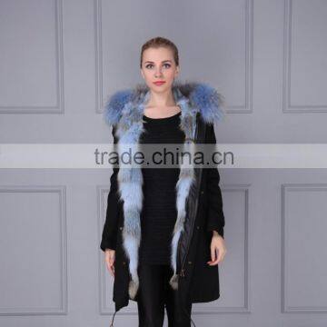 Hot sale wholesale cotton winter coat real fox fur lining parka for women and men