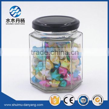 High quality 180ml hexagon clear glass food jar