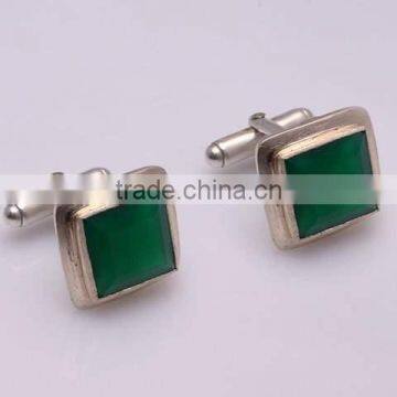 The Gopali Jewellers Green Onyx Cufflinks, Gemstone Men's Cufflinks