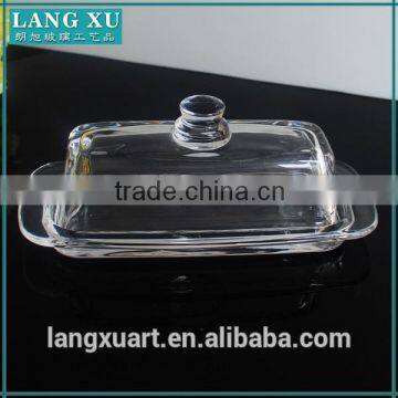 LX-H004 clear rectangle libbey style glass butter dish