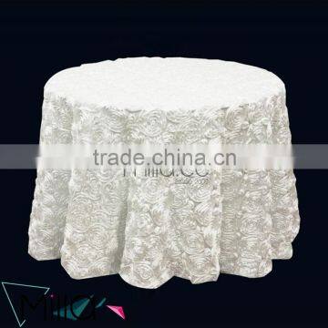 120 Round Tablecloth Satin Rosette Embroidery Table Cloth photo-4