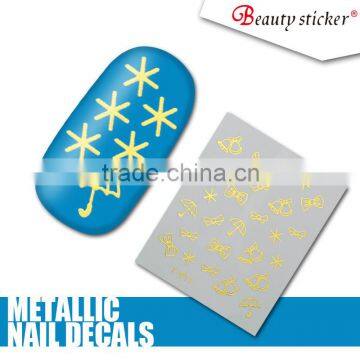 popular 2016 hot sell water decals nail art stickers metallic color nail wraps