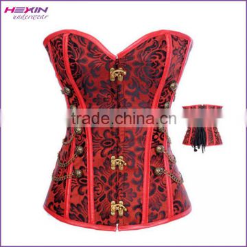 Women Plus Size Red Overbust Steampunk Corselet Espartilho Corset