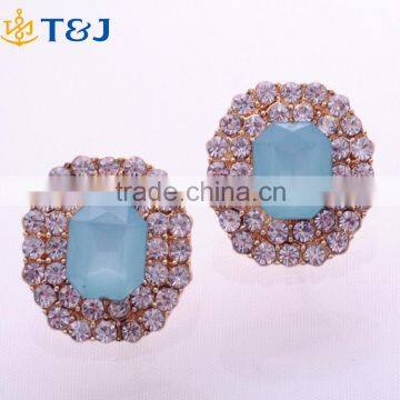 2016 hot fashion women alloy gold Plated earrings Korean style Rhinestone circle Stud Earrings/