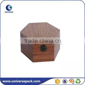 Eco-friendly hexagonal lightweight wood box for candle