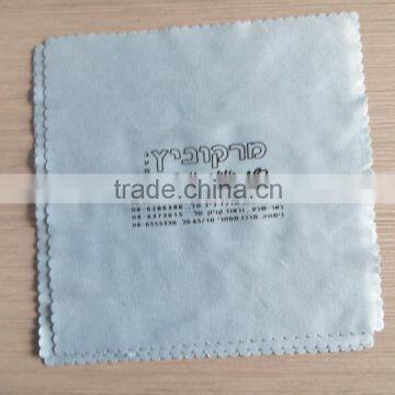light grey color microfiber lens cleaning cloth one color silk screen printing customized logo
