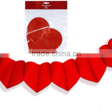 Red Heart paper Banner Garland For Wedding Valentines Day Engagement