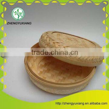 Handwoven bamboo teacup container with lid