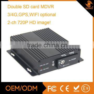 2-ch 720P Mobile Dvr H.264 Gps sd Card Mobile Dvr 3G GPS G-Sensor 128GB Storage