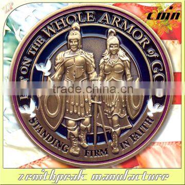 Antique gold metal enforcement coin with logo