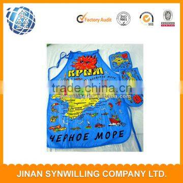 apron mitt set with Heat insulation gloves and mat 3 pcs/set apron Map Souvenir Gift