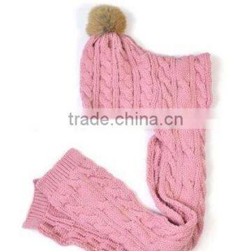 fashion kids pink knitted hooded scarf