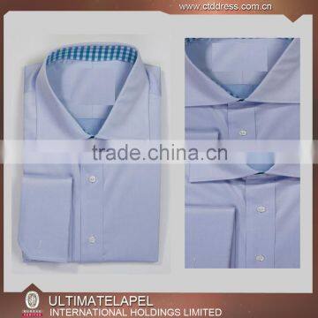 Light blue tailor made mens casual shirt with contrast collar style