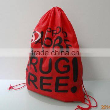 Foldable letter printed custom cheap drawstring polyester shopping bags