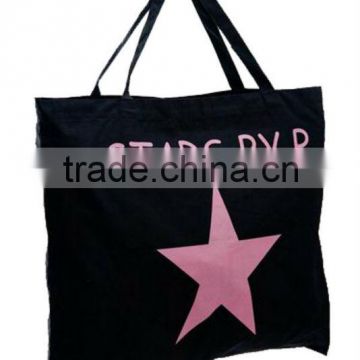 balck cotton tote bag with silk screen